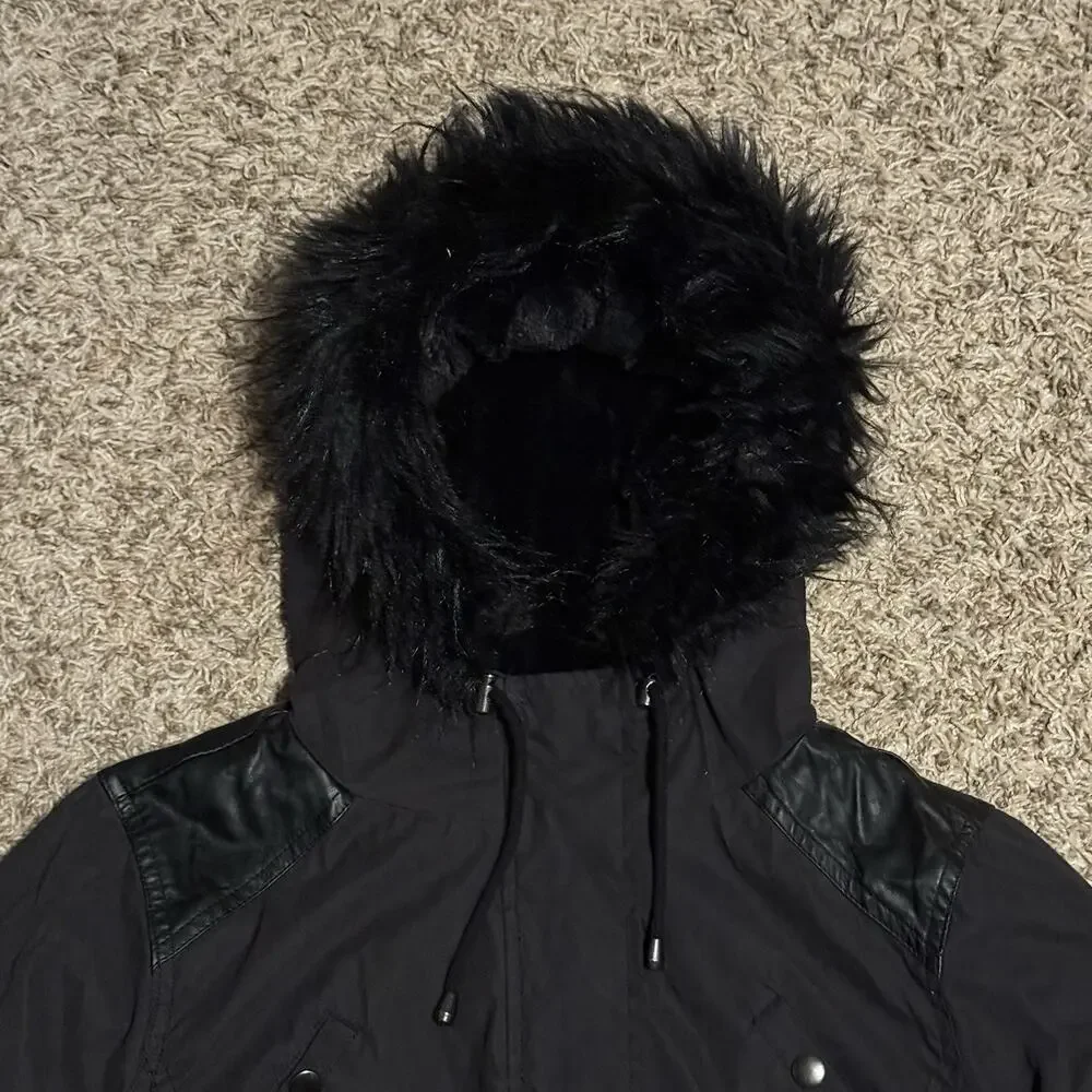 Torrid Womens Black Wind & Water Resistant Faux Fur Hooded Jacket Plus Size 2 - Picture 7 of 16